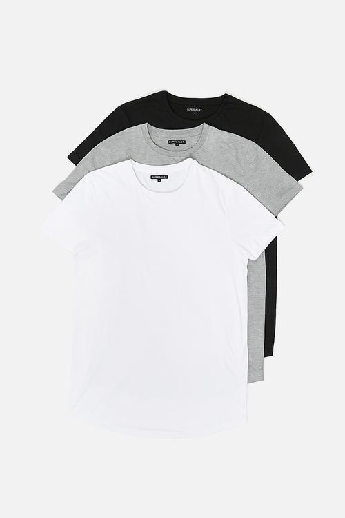 Curved hem tee 3 pack - multi 