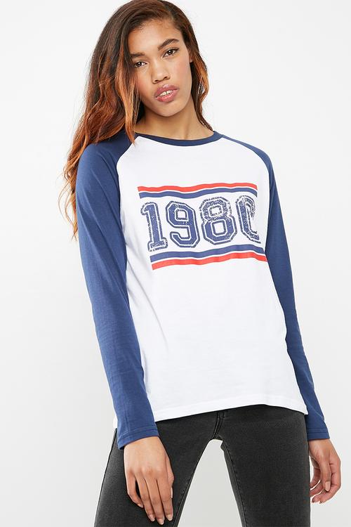 Raglan long sleeve tee - white