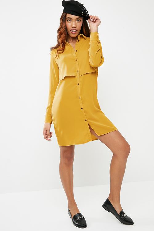 Double layer shirt dress - yellow
