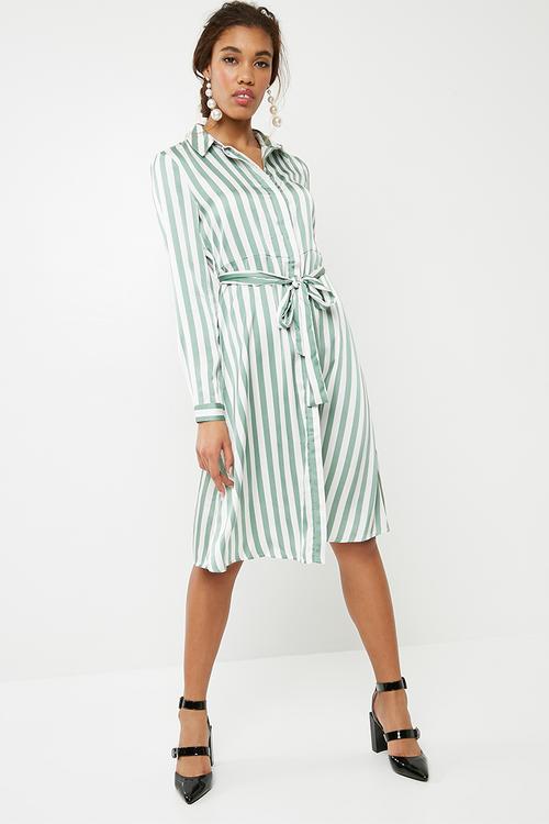 Denzel striped dress - green & white 