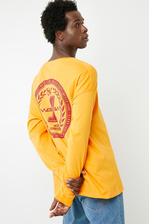 Printed oversized long sleeve tee - yellow