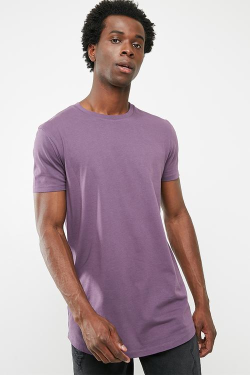 Curved hem longline tee - purple