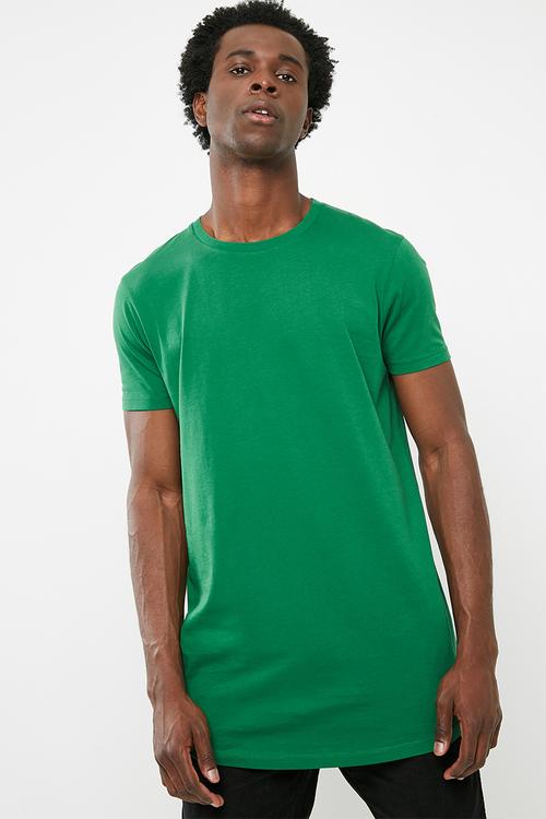 Curved hem longline tee - green