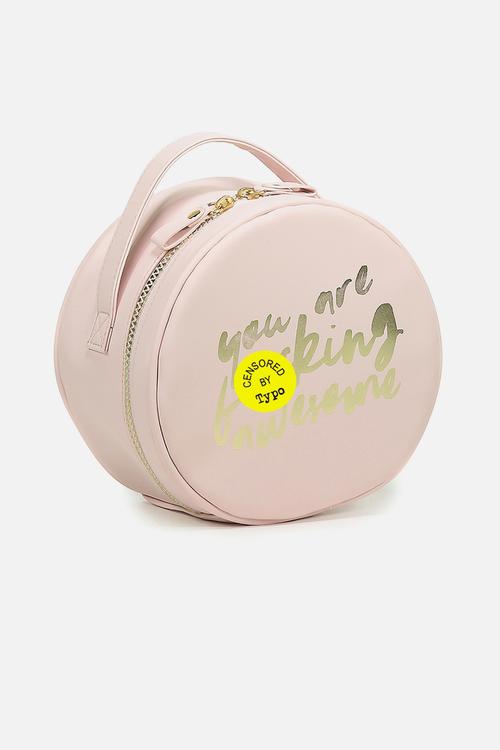 Round cosmetic case - blush quote!!