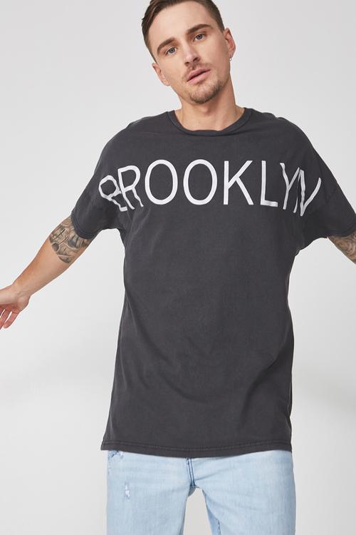 Drop shoulder longline tee - black