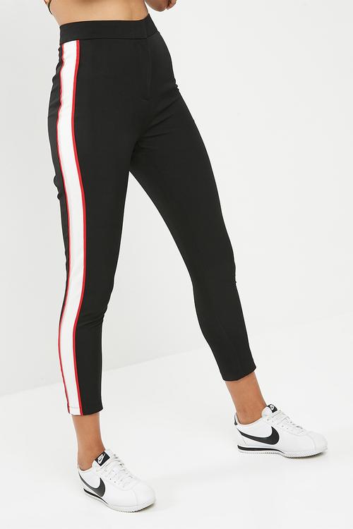 Striped cigarette trousers - black 