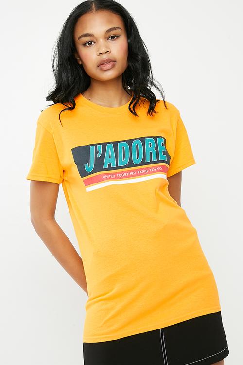J'adore slogan graphic T-shirt - orange 