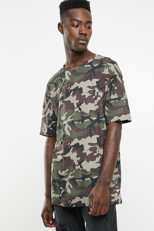 Drop shoulder longline tee - multi