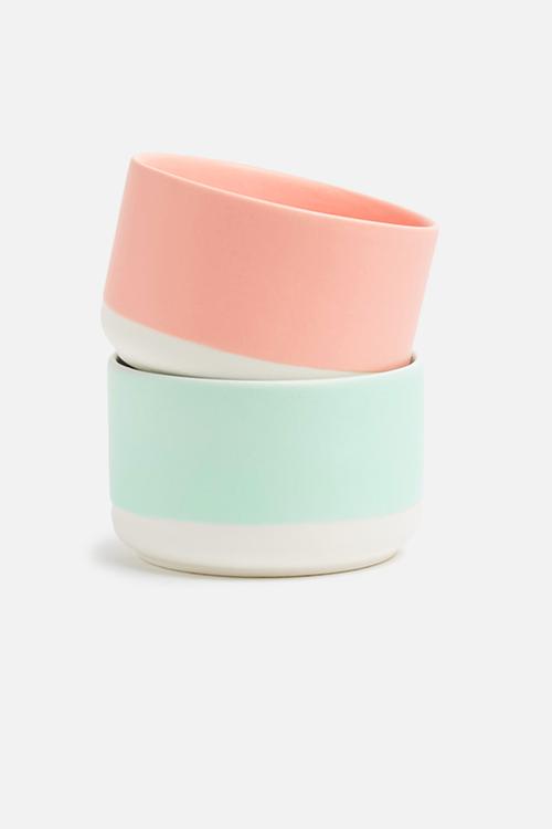 Soft block dip bowl set of 2 - coral & mint