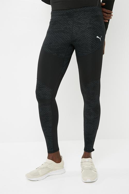 Graphic long sport tights - black