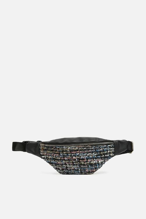 Tweed waist bag - black 