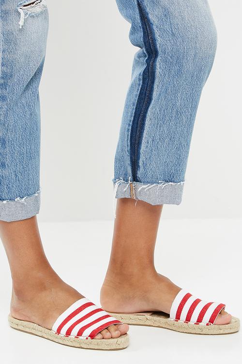 Espadrille slide - red & white
