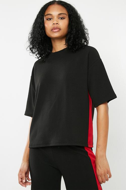 Boxy sport tee - black