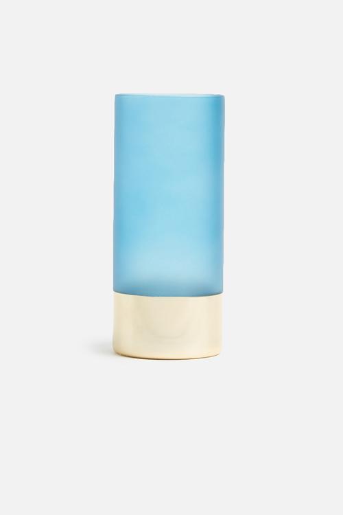 Gold glamour vase - glass matte blue
