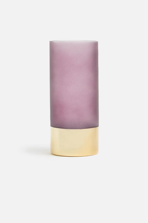 Gold glamour vase - glass matte purple