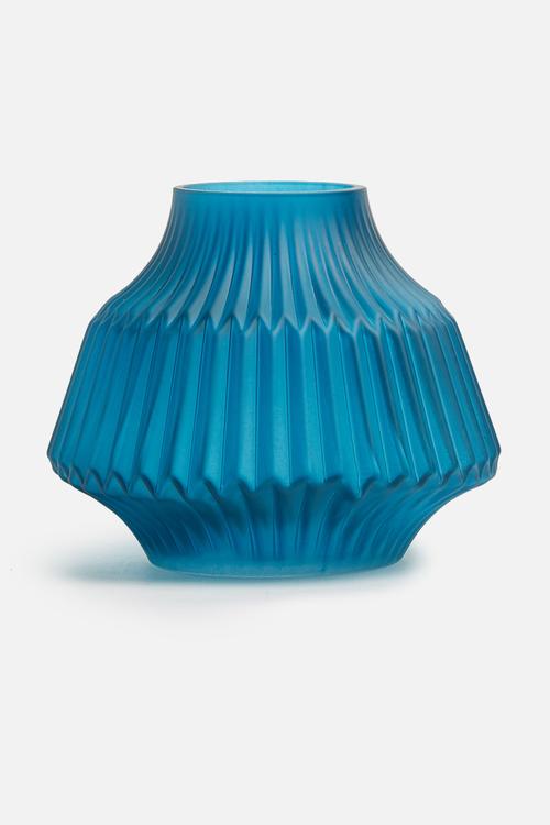 Stripes vase - glass matte small blue