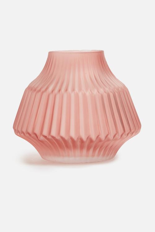 Stripes vase - glass matte small pink