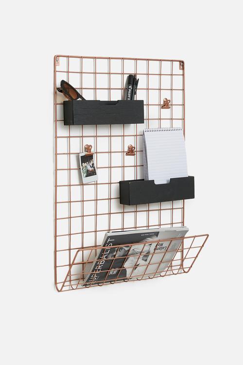 Grid memo rack - copper & black