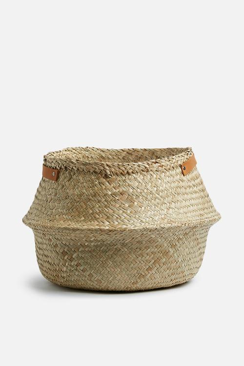 Belly basket leather strap - natural