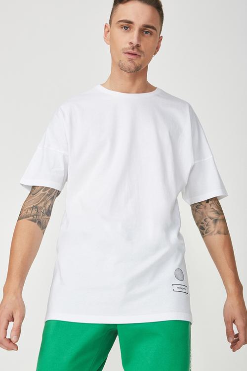 Drop shoulder longline tee - white
