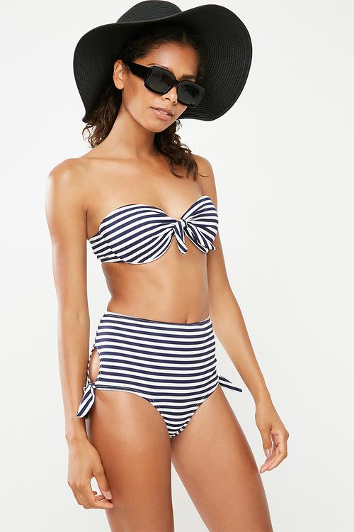 Textured stripe bottom - navy & white