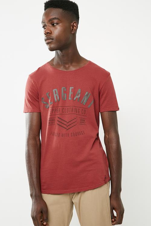 High density graphic printed tee - red 