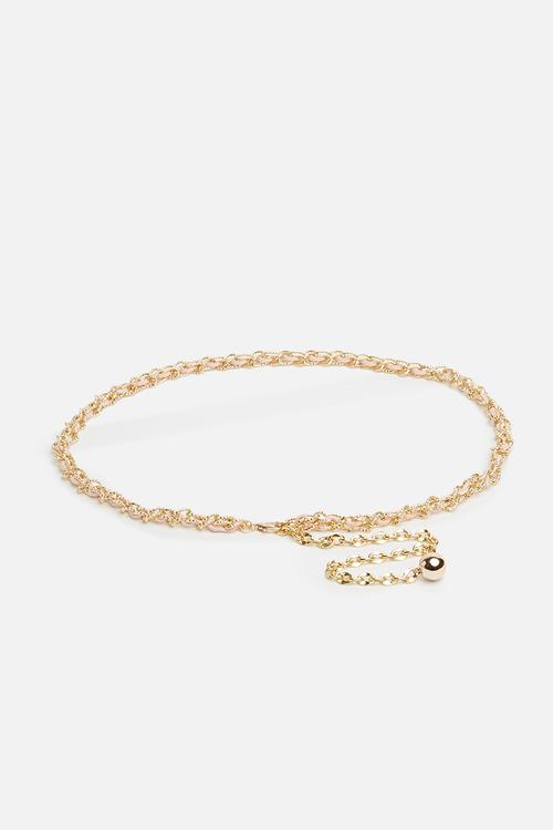 Slim woven chain belt - gold 