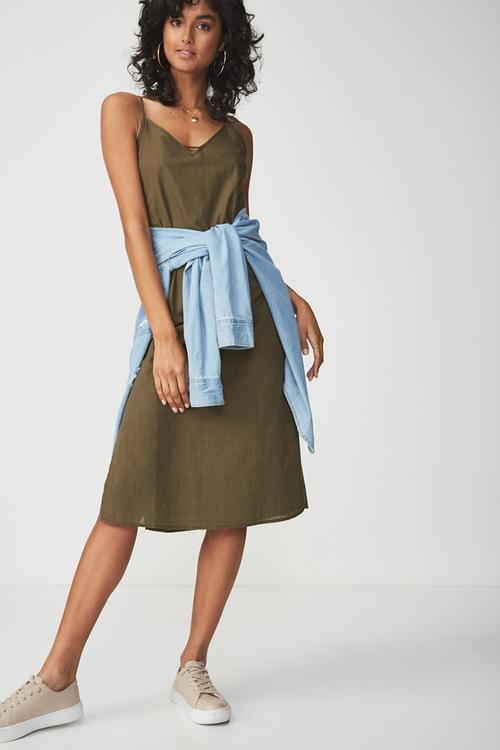 Woven Marce midi slip dress - green