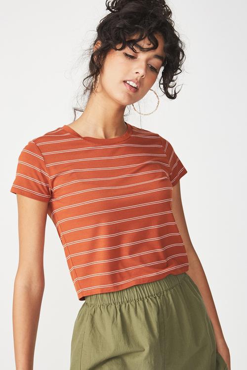 The baby tee - tan & white