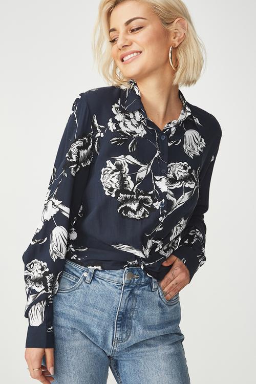 Twist front blouse - navy