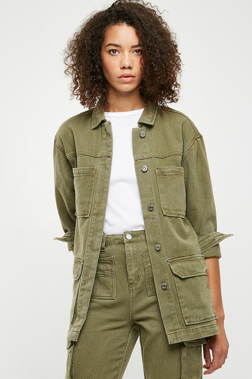 Denim utility jacket - green 