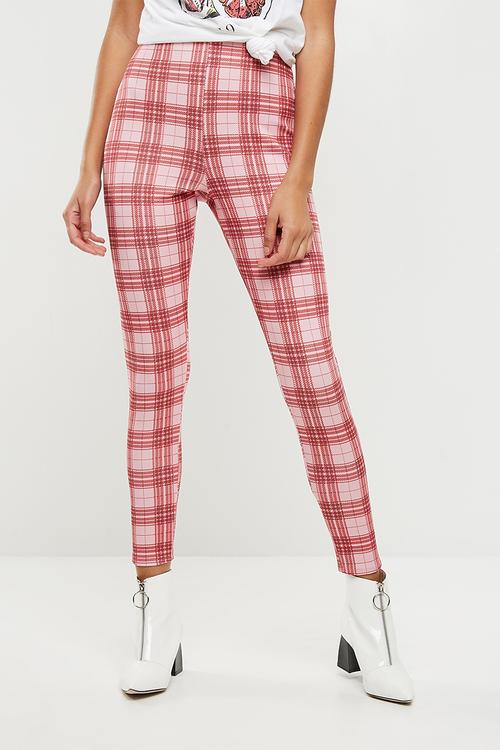 Scuba check cigarette trousers - pink 