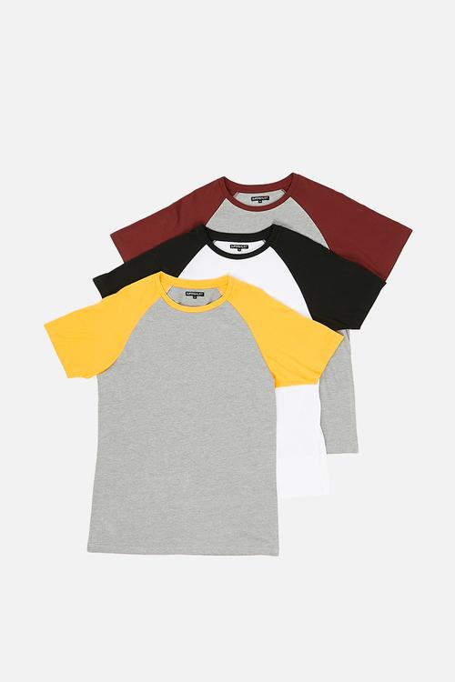 Short sleeve raglan crew neck tee - multi