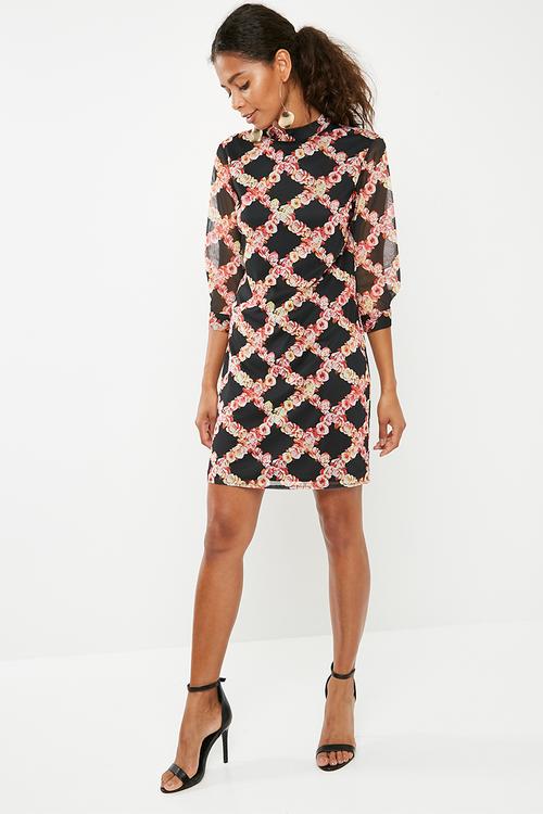 3/4 Sleeve sheath dress - multi 