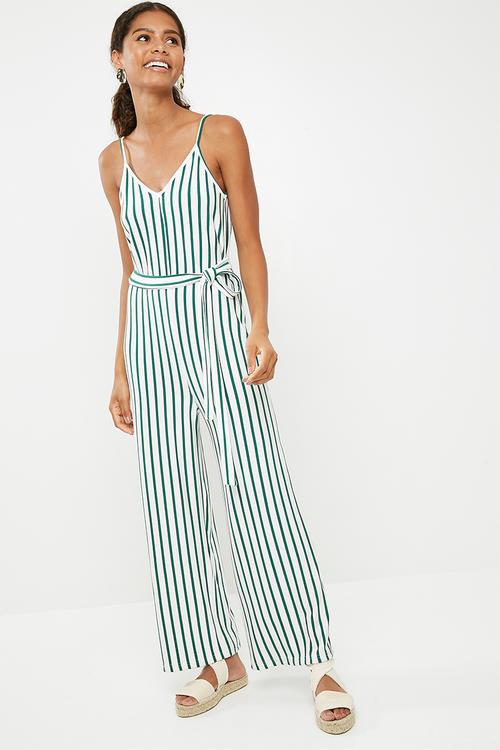 Culotte jumpsuit - Green & white 