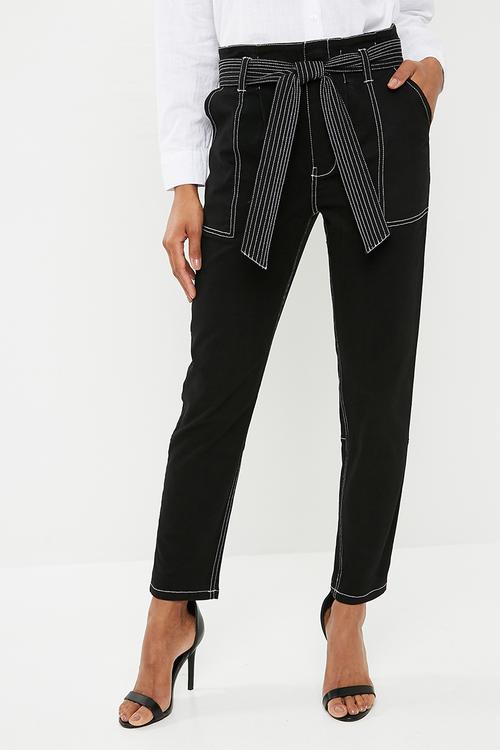Utility trouser with contrasting stitching - black