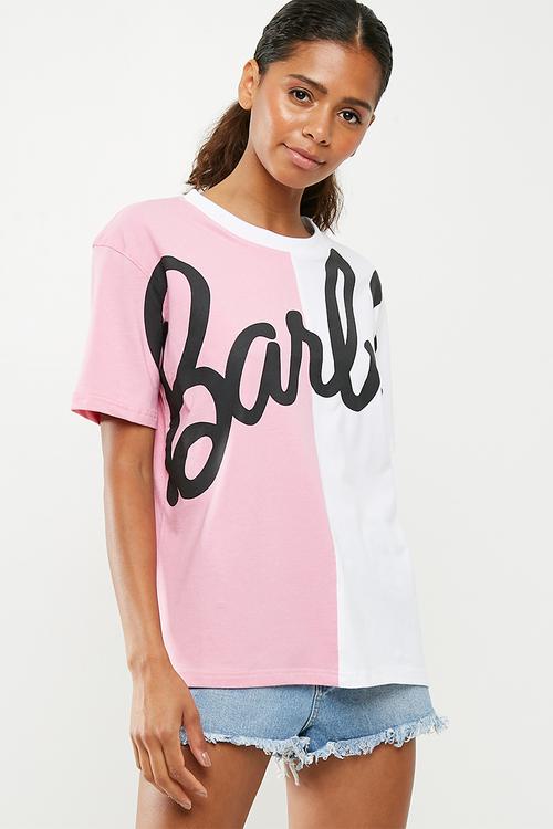 Barbie spliced T-shirt - pink & white