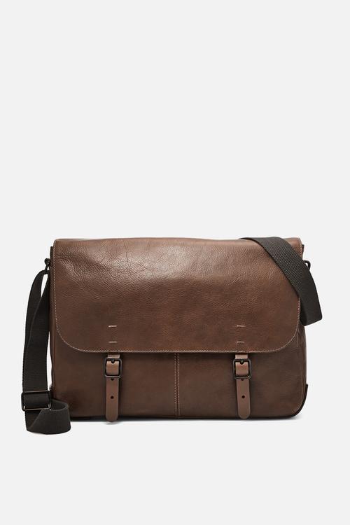 Buckner leather messenger bag  - brown 