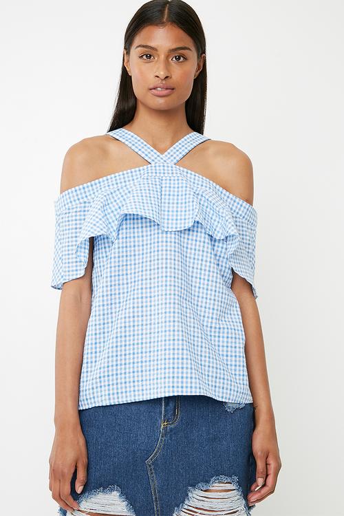 Ginette top - blue & white 