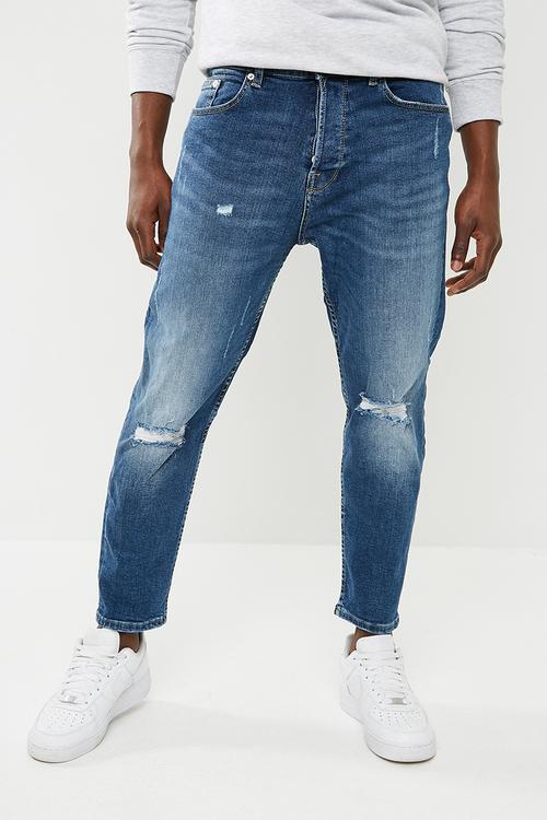 Beam cropped damaged jeans - blue