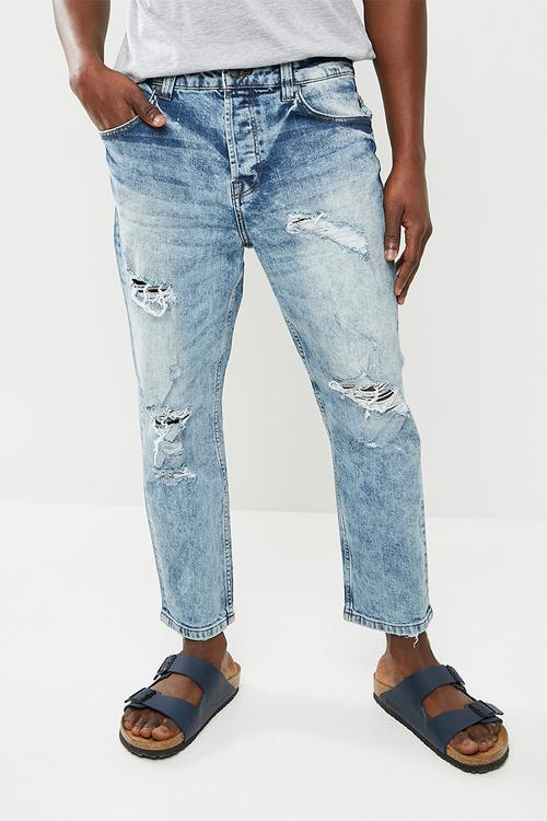 Regular cropped jeans - blue