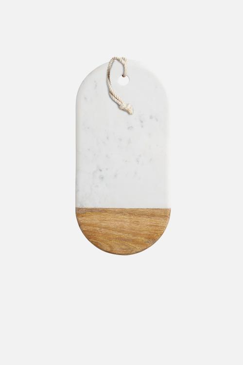 Mango wood and marble serving board - rectangular