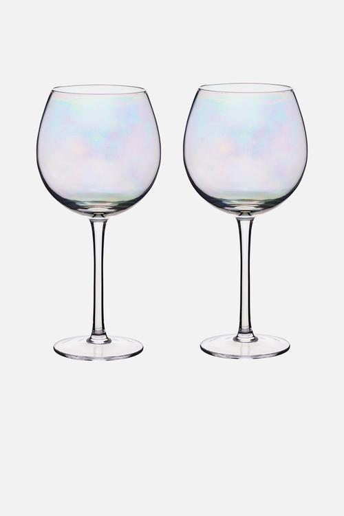 Lustre gin glass set of 2 - iridescent