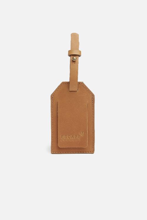 Leather luggage tag - tan