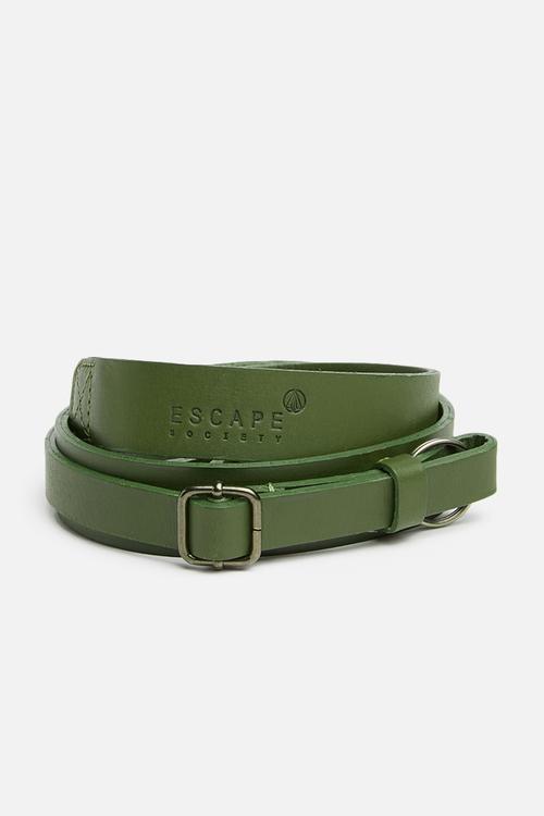 Leather camera sling - olive green
