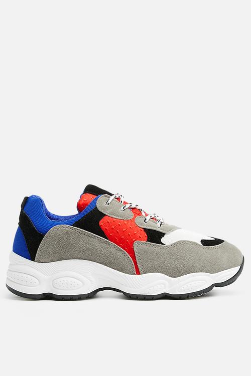 Chunky sole colour block trainer - blue