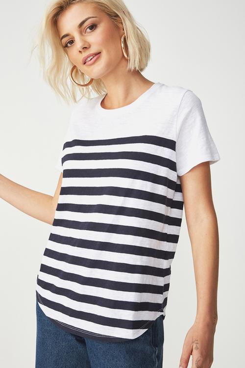 The crew T-shirt  - navy & white