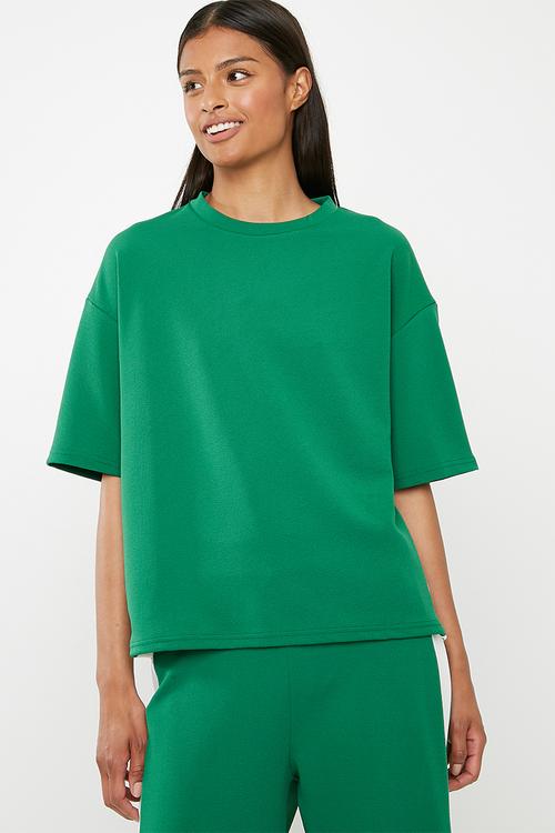 Boxy sport tee - green & white 