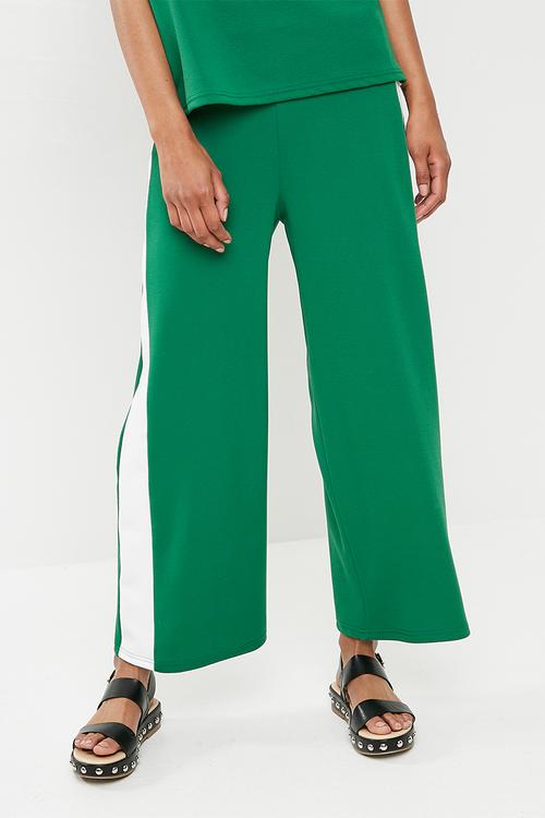 Pull on knit culotte - green & white 