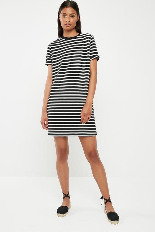 Stripe T-shirt dress - black and white 
